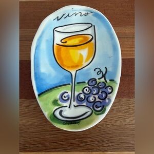 Tracy Flickinger Mud Pie Appetizer Plate Vino Wine Retired- set of 4